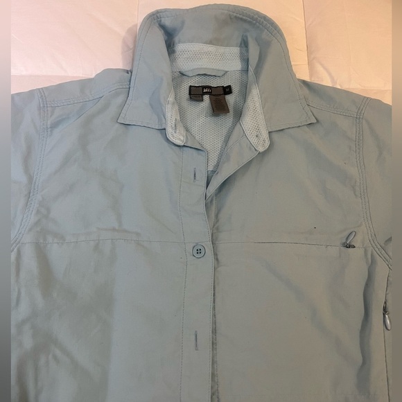 REI SAHARA LIGHT BLUE OUTDOOR HIKING 100% TACTEL NYLON SHIRT, SIZE M. - Picture 9 of 11